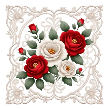 Red and white romantic vintage aesthetic  sticker