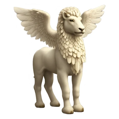 Lamassu, head of a bearded human, body of a bull, feathered wings that extend from its back sticker