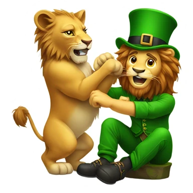Lion scratching a leprechaun  sticker