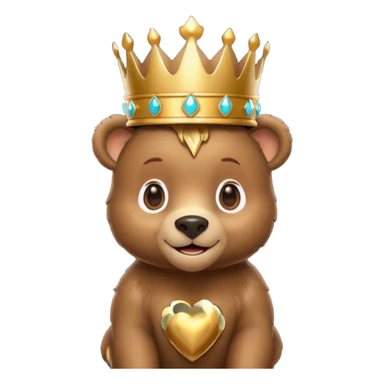 Bear Prince – brown bear cub with a shiny bronze crown, gentle smile. sticker