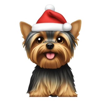 Yorkie wearing Christmas hat sticker