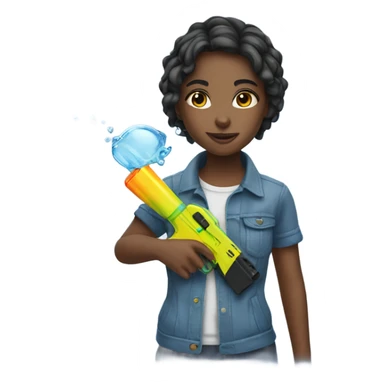Girl with water gun sticker