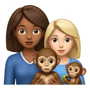 Black girl and white girl with a monkey sticker