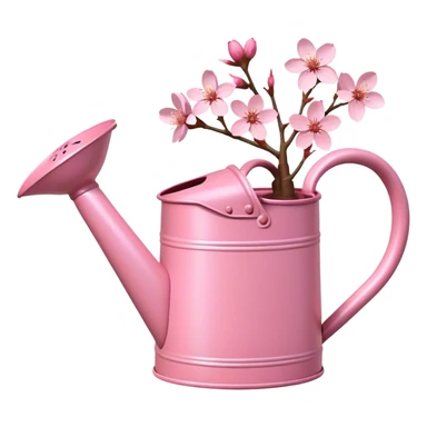 Pink garden watering can filled with pink cherry blossoms sticker