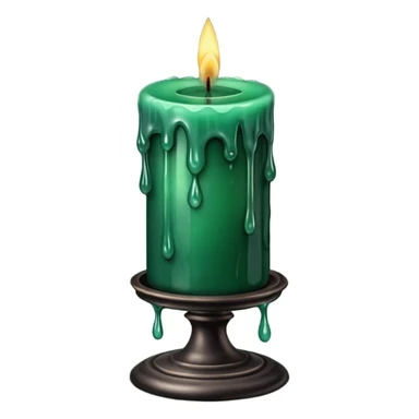 dark gloomy emerald candle in stand with gloomy fog around sticker