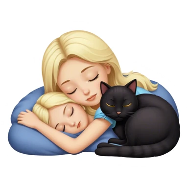 Blonde girl sleeping with black cat sticker
