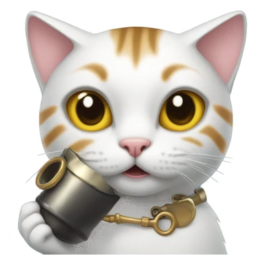 cat holding a phome sticker