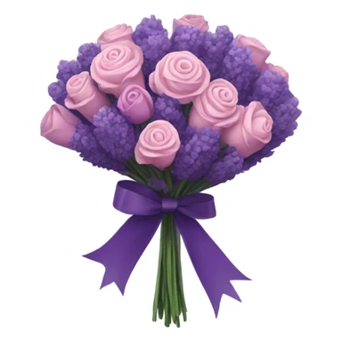 a beautiful aesthetic bouquet of dark purple and light pink lavender tied with a silk purple ribbon sticker
