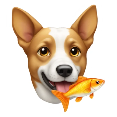 Un chien qui mange du poisson sticker