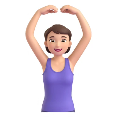 short-haired woman, sleeveless shirt, arms lifted, smiling, modern illustration sticker