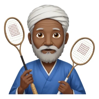 ancient guru india old black man with 1 badminton racket sticker