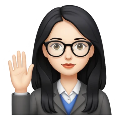 Pale girl with long black hair teacher sticker