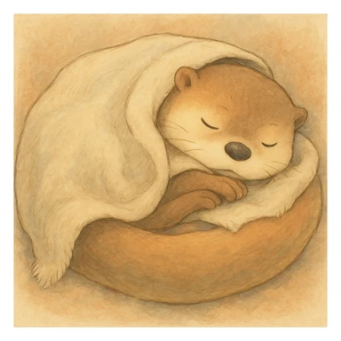 Add a soft, cozy blanket over the sleeping otter, keep gentle colors sticker