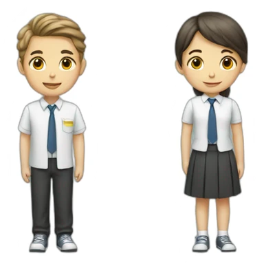 Primary school boy and girl sticker