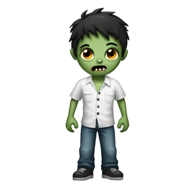 boy zombie with dark hair and white shirt sticker