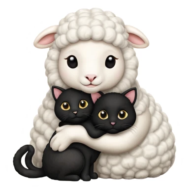 SHeep hugging a black cat sticker