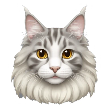 Grey, white and cream Maine coon cat sticker