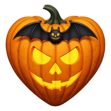 heart with Halloween theme, spooky, pumpkins, bats, dark colors sticker