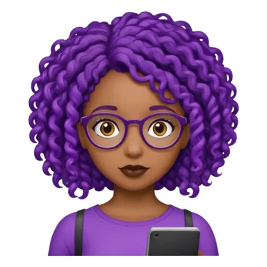 this emoji 🤓 but it’s a black girl with purple black curly hair no shoulders  sticker