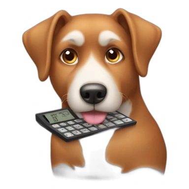 dog using calculator sticker