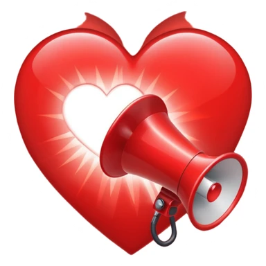 megaphone with a glowing heart coming out sticker