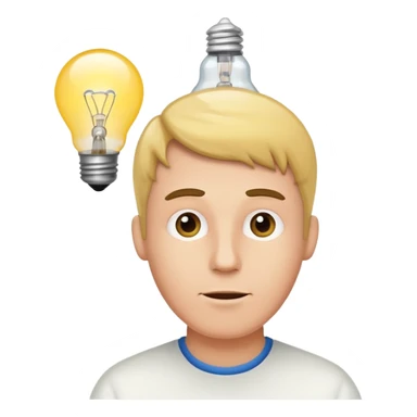 white man with light bulb over head, came up with idea sticker
