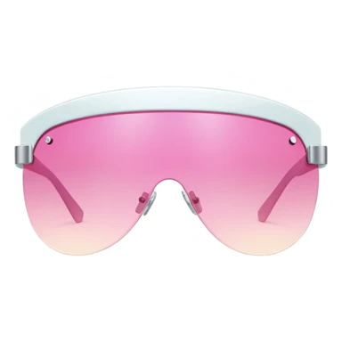 retro Y2K shield visor sunglasses with pink gradient lens, frameless sticker