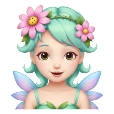 cute pastel fairy girl flower head decoration wink sticker