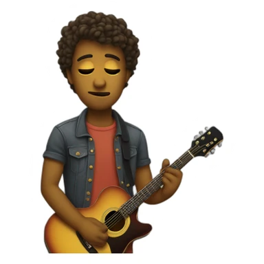 sad emoji playing guitar sticker