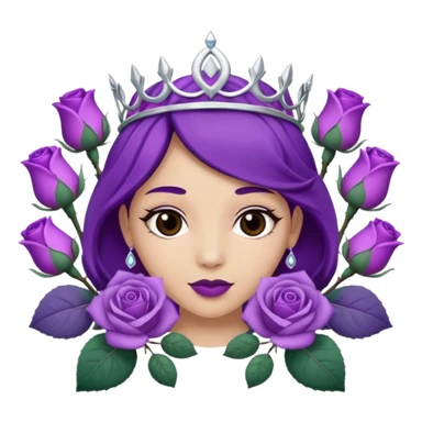 Purple rose with silver tiara and a purple emblem leaf wreath sticker