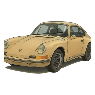 ghibli style old Porsche car sticker