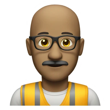 A bald guy with a moustache and yellow construction glasses  in the subway sticker
