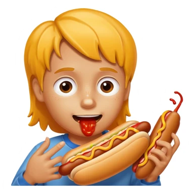 hotdog eating kid sticker
