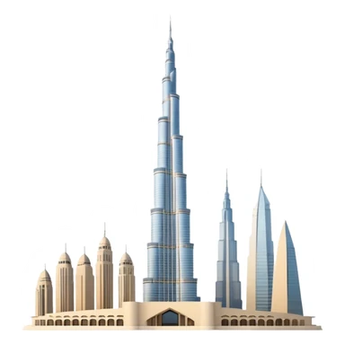Burj Khalifa, light beige, modern minimalism, view with desert background, emoji style sticker