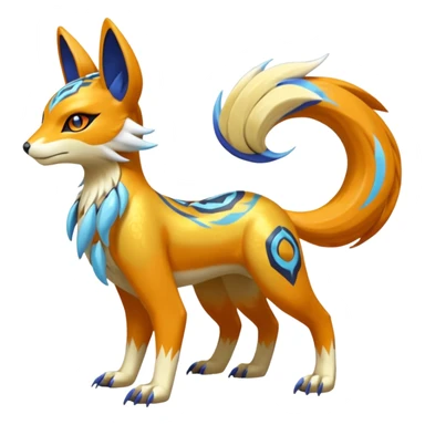 Tribal Exotic Meloetta-Lombax-Renamon-Protogen-Palkia-hybrid-fusion-Fakémon-creature, full body sticker