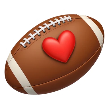 A rugby ball with a red heart next to it  sticker