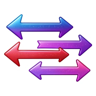 color gradient between red and purple glitter arrow sticker