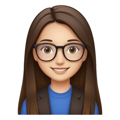 Chica blanca con cabello liso largo balayage ojos cafe obcuro con lentes cuadrados sticker