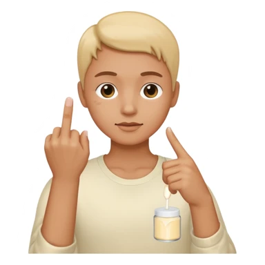 lotion with pointing figer sticker