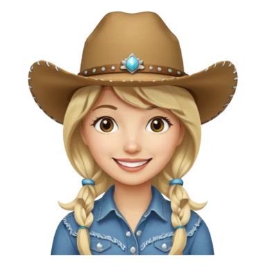 cowgirl with really cool cowgirl hat smiling sticker