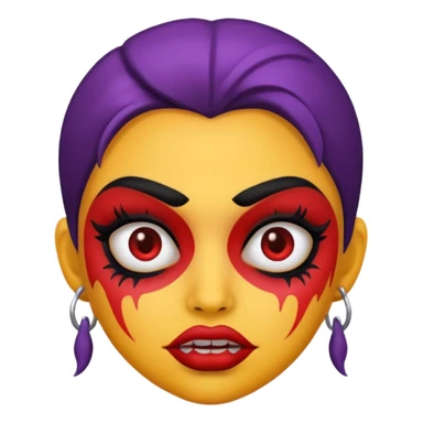 baddie emoji with freaky makeup, bold expression sticker