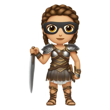 Girl gladiator with French braids, brown hair and sunglasses sticker