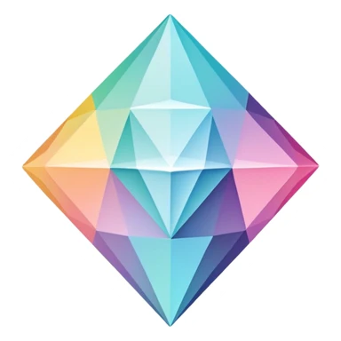 A sleek diamond logo with a black outline, set against a pastel gradient in four different colors. Smaller diamonds surround it, forming a larger diamond pattern. Playful yet polished, perfect for branding or digital media. sticker