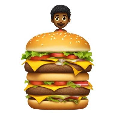 A tiny very skinny basketball player standing on a cheeseburger with burger with burgers around him sticker