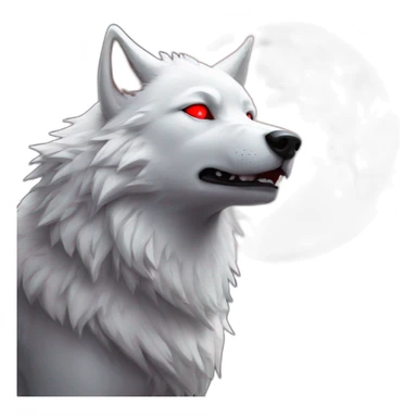 White wolf with red eyes howling at the red  moon sticker