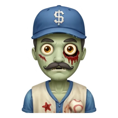 zombie with baseball hat and mustache sticker