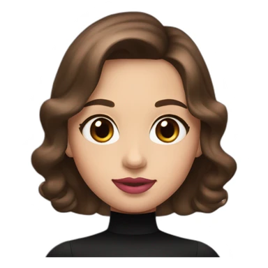A girl with brown eyes, brown hair, plump pink lips with an oval face in a black dress sticker