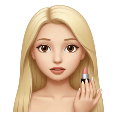 una chica con pose divertida de 18 años con los labios con pintalabios nude y los ojos maquillados, de piel blanca con el pelo liso, largo y rubio, ojos marrones GUAPA sticker