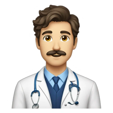 Jeune docteur mâle Brun, aux YEUX BLEUS, portant une moustache et un bouc  sticker