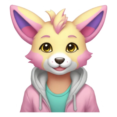 Kawaii colorful pastel anthro fursona Fakemon sticker